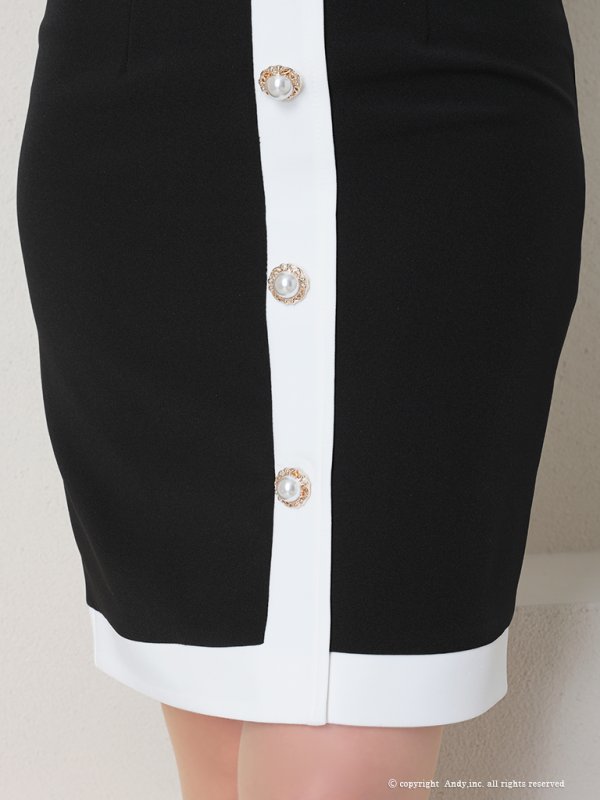 画像8: 【ANDY/アンディ】バイカラー/ パールボタン/ キャミソール/ タイト/ ミニドレス/ キャバドレス[OF05]