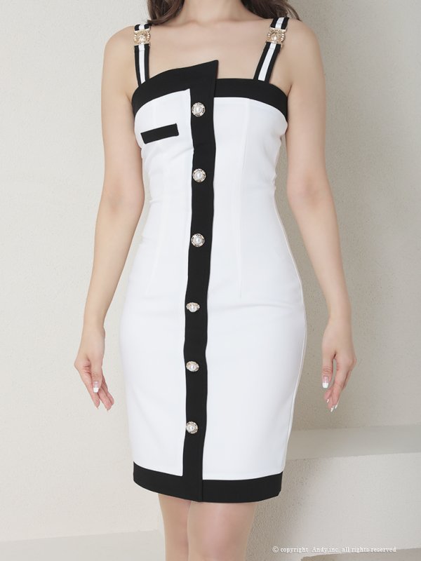 画像21: 【ANDY/アンディ】バイカラー/ パールボタン/ キャミソール/ タイト/ ミニドレス/ キャバドレス[OF05]