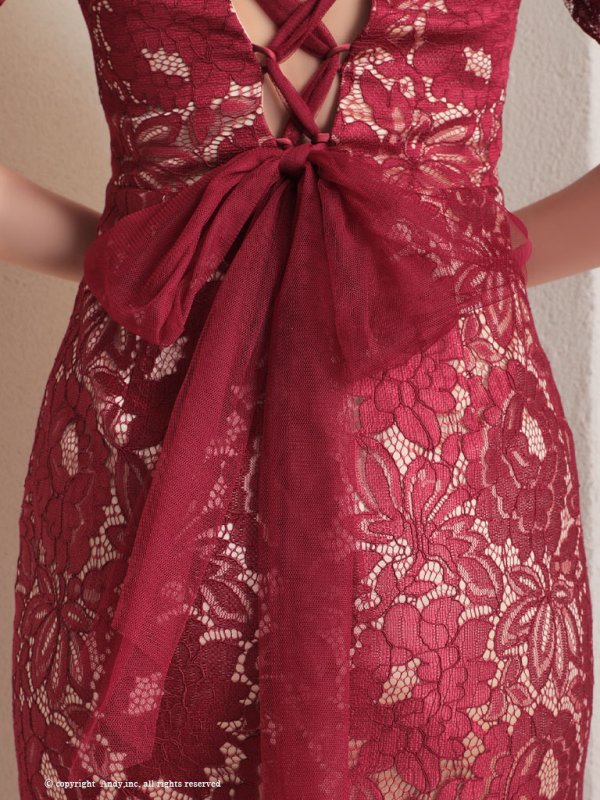 画像23: 【ANDY/アンディ】フラワーレース/ シアー/ 袖あり/ フリル/ フィッシュテール/ ミディアムドレス/ キャバドレス[OF05]