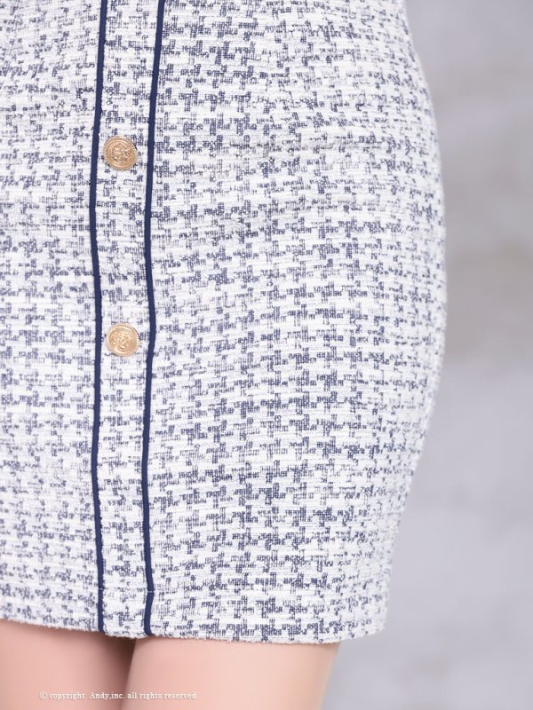 画像25: 【ANDY/アンディ】ツイード/ 切替デザイン/ ノースリーブ/ ボタン/ タイト/ ストレッチ/ ミニドレス/ キャバドレス[OF05]