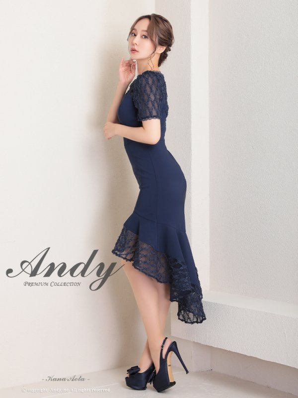 画像18: 【Andy ANDY Fashion Press 16 COLLECTION 06】ドットレース/ シアー/ 半袖/ 袖あり/ テールカット/ フリル/ ミディアムドレス/ キャバドレス[OF05]