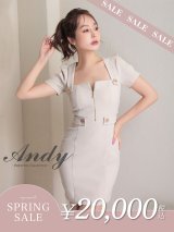 【決算SALE開催中！! 】【ANDY/アンディ】ワンカラー/ フロントジップ/ 半袖/ 袖あり/ バックリボン/ タイト/ ミニドレス/ キャバドレス[OF05]