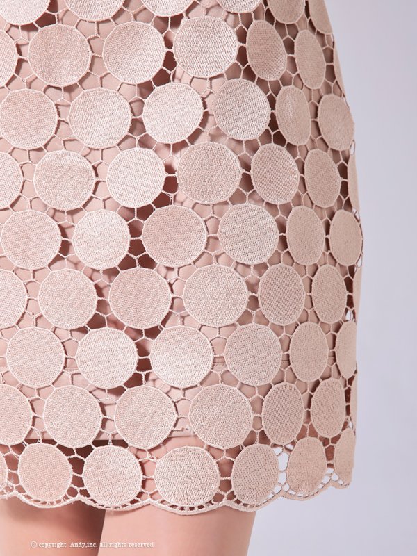 画像16: 【Andy /アンディ】ドットレース/ ハイネック/ フロントリボン/ 半袖/ タイト/ ミニドレス/ キャバドレス[OF05]