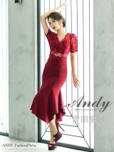 【Andy ANDY Fashion Press 17 COLLECTION 01】マーメイド/ ワンカラー/ レース/ シアー/ 袖あり/ 半袖/ ミディアムドレス/ キャバドレス[OF05]