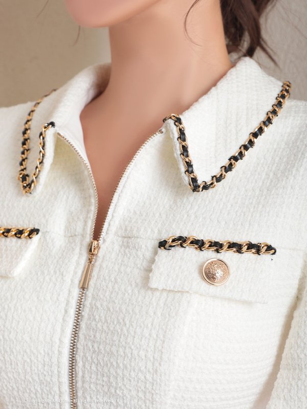 画像8: 【Andy ANDY Fashion Press 17 COLLECTION 06】セットアップ/ 半袖/ 袖あり/ ノースリーブ/ 2way/ ツイード/ チェーン/ タイト/ ミニドレス/ キャバドレス[OF05]