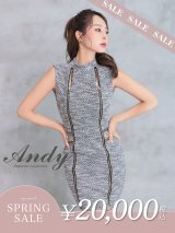 【決算SALE開催中！! 】【Andy ANDY】ジップデザイン/ ツイード/ ハイネック/ ノースリーブ/ タイト/ ミニドレス/ キャバドレス[OF05]