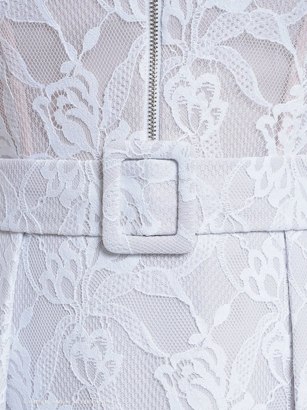 画像20: XSサイズあり【ANDY/アンディ】総レース/ 襟付き/ フロントジッパー/ ベルト/ ノースリーブ/ プリーツ/ Aライン/ フレア/ ミニドレス/ キャバドレス[OF05]