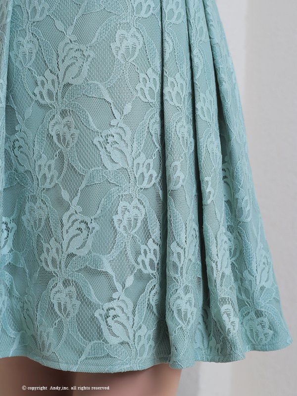 画像7: XSサイズあり【ANDY/アンディ】総レース/ 襟付き/ フロントジッパー/ ベルト/ ノースリーブ/ プリーツ/ Aライン/ フレア/ ミニドレス/ キャバドレス[OF05]