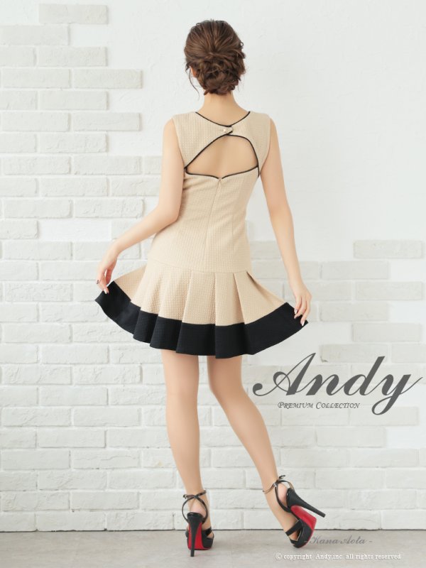 画像6: XSサイズあり【ANDY/アンディ】ポケットデザイン/ バイカラー/ ノースリーブ/ プリーツ/ Aライン/ フレア/ ミニドレス/ キャバドレス[OF05]