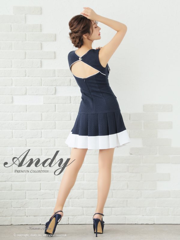 画像34: XSサイズあり【ANDY/アンディ】ポケットデザイン/ バイカラー/ ノースリーブ/ プリーツ/ Aライン/ フレア/ ミニドレス/ キャバドレス[OF05]