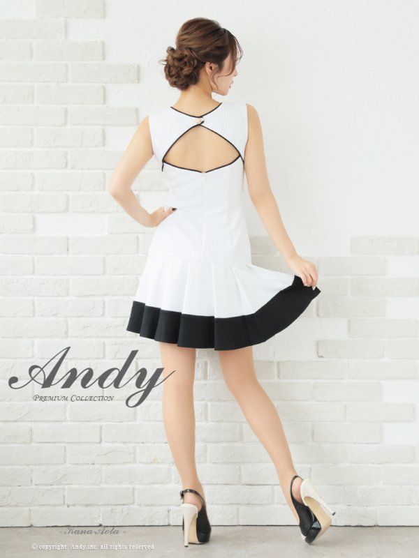 画像25: XSサイズあり【ANDY/アンディ】ポケットデザイン/ バイカラー/ ノースリーブ/ プリーツ/ Aライン/ フレア/ ミニドレス/ キャバドレス[OF05]