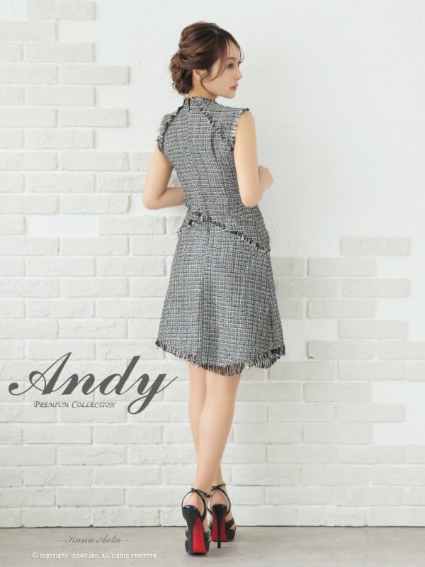 画像12: 【ANDY/アンディ】ツイード/ ボタン/ フリンジ/ ノースリーブ/ Aライン/ フレア/ ミニドレス/ キャバドレス[OF05]