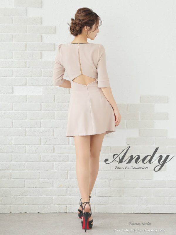 画像13: XSサイズあり【ANDY/アンディ】フロントジップ/ バイカラー/ チェーン/ 袖あり/ 七分袖/ フレア/ ミニドレス/ キャバドレス[OF05]