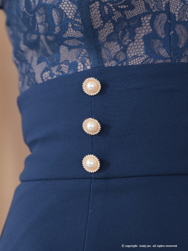 画像26: XSサイズあり【ANDY/アンディ】シアー/ レース/ マーメイド/ アシンメトリー/ 裾フリル/ パールボタン/ 袖あり/ 長袖/ ミニドレス/ キャバドレス[OF05]