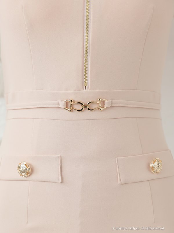 画像8: 【ANDY/アンディ】ワンカラー/ 襟付き/ フロントジップ/ 袖あり/ 七分袖/ ボタン/ タイト/ ミニドレス/ キャバドレス[OF05]