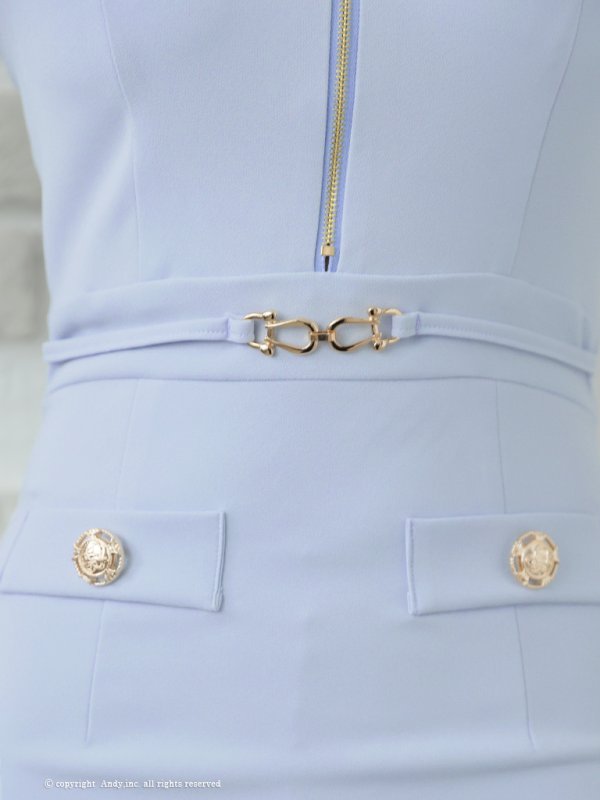 画像31: 【ANDY/アンディ】ワンカラー/ 襟付き/ フロントジップ/ 袖あり/ 七分袖/ ボタン/ タイト/ ミニドレス/ キャバドレス[OF05]