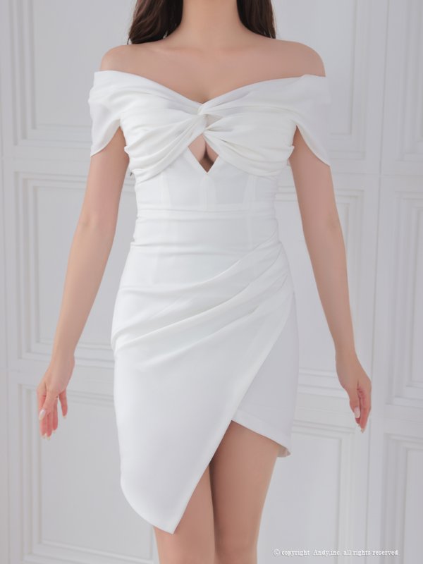 画像40: 【ANDY/アンディ】アシメデザイン/ オフショル/ シンプル/ ワンカラー/ タック/ アシメ/ タイト/ ミニドレス/ キャバドレス[OF05]