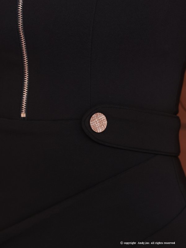 画像36: 【ANDY/アンディ】ワンカラー/ チェーンパイピング/ フロントジップ/ 袖あり/ 半袖/ アシンメトリー/ タイト/ ミニドレス/ キャバドレス[OF05]