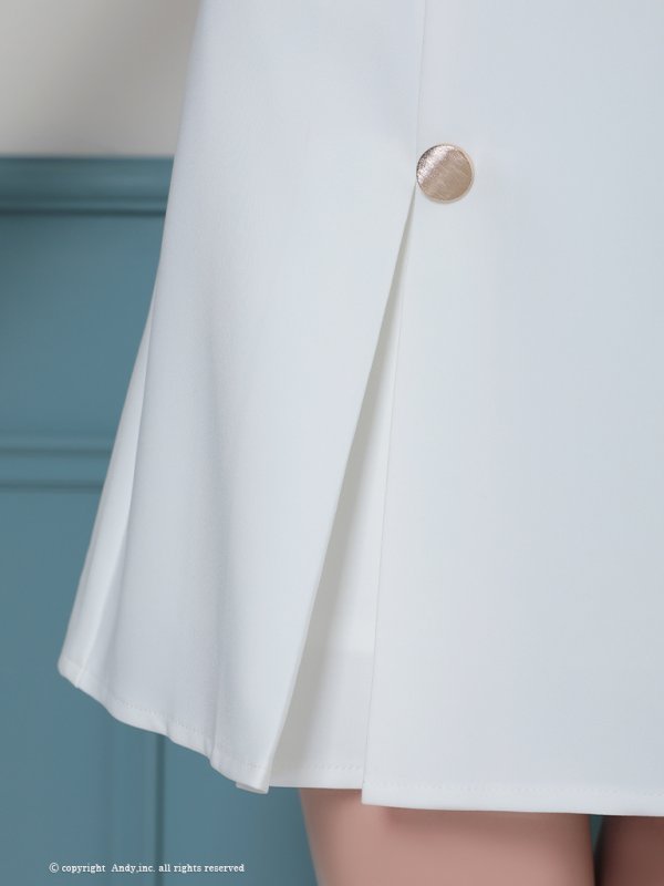 画像8: XSサイズあり【ANDY/アンディ】フロントジップ/ 半袖/ 袖あり/ ストレッチ/ ボックスプリーツ/ フレア/ セットアップ/ ミニドレス/ キャバドレス[OF05]