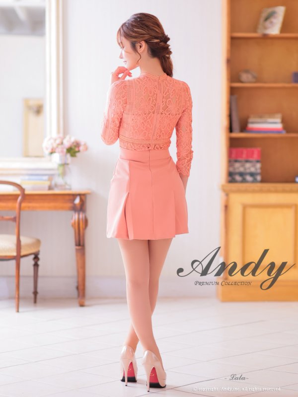 画像6: 【ANDY/アンディ】フラワーレース/ 袖あり/ 七分袖/ ボックスプリーツ/ フレア/ ミニドレス/ キャバドレス[OF05]