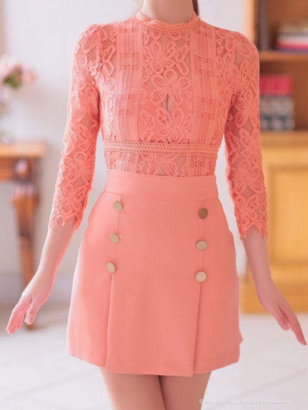 画像7: 【ANDY/アンディ】フラワーレース/ 袖あり/ 七分袖/ ボックスプリーツ/ フレア/ ミニドレス/ キャバドレス[OF05]