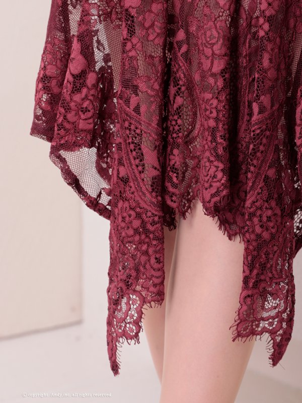 画像8: 【ANDY/アンディ】 レース/ アシメ/ カットアウト/ フリル/ オフショルデザイン/ 膝丈/ ミディアムドレス/ キャバドレス[OF05]