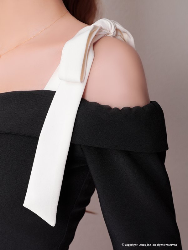 画像15: XSサイズあり【ANDY/アンディ】 フロントジッパー/ リボン/ 袖あり/ 七分袖/ ベルト/ ボタン/ タイト/ ミニドレス/ キャバドレス[OF05]