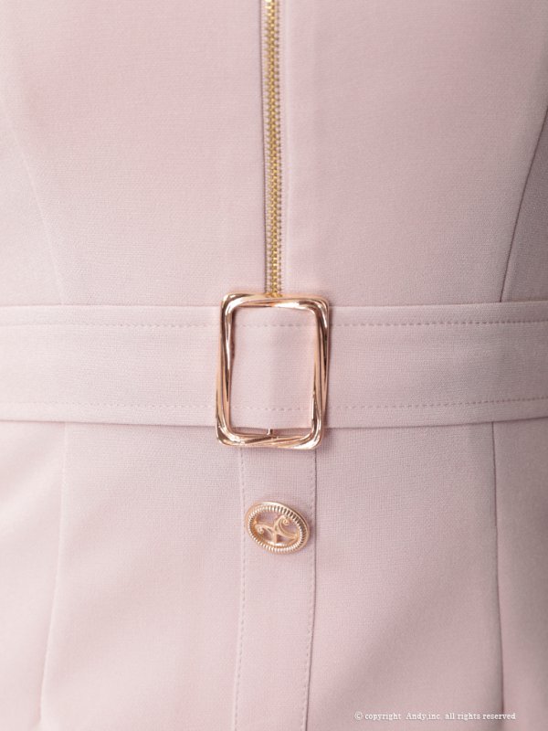 画像7: XSサイズあり【ANDY/アンディ】 フロントジッパー/ リボン/ 袖あり/ 七分袖/ ベルト/ ボタン/ タイト/ ミニドレス/ キャバドレス[OF05]