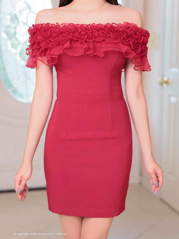 画像16: 【ANDY/アンディ】フリル/ オフショル/ ワンカラー/ タイト/ ミニドレス/ キャバドレス[OF05]