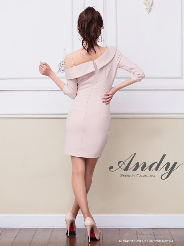 画像12: 【ANDY/アンディ】ワンショルダー/ アシンメトリー/ ラップデザイン/ 七分袖/ ボタン/ タイト/ ミニドレス/ キャバドレス[OF05]