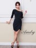 画像19: 【ANDY/アンディ】ワンショルダー/ アシンメトリー/ ラップデザイン/ 七分袖/ ボタン/ タイト/ ミニドレス/ キャバドレス[OF05]