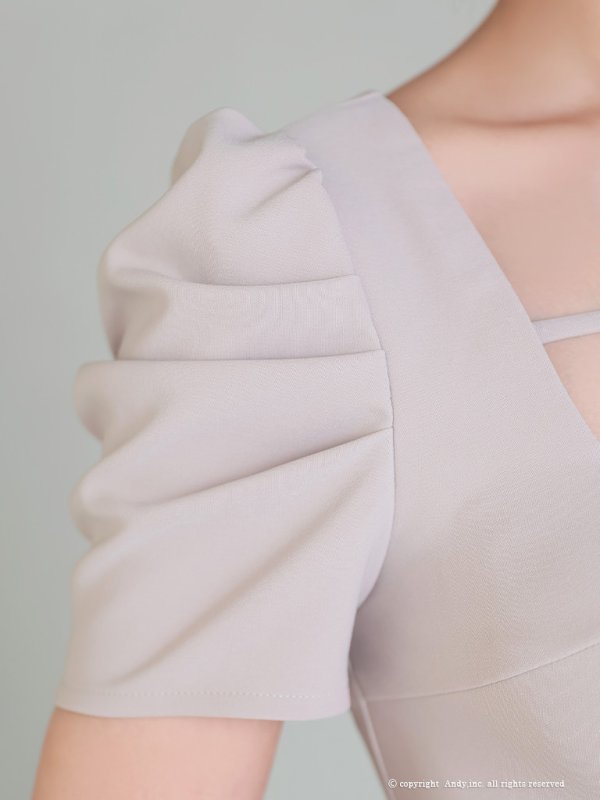 画像17: 【ANDY/アンディ】スクエアネック/ パフスリーブ/ 袖あり/ フロントジップ/ プリーツ/ フレア/ セットアップ/ ミニドレス/ キャバドレス[OF05]