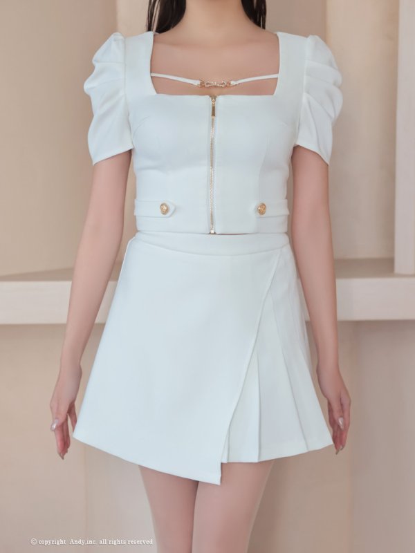 画像35: 【ANDY/アンディ】スクエアネック/ パフスリーブ/ 袖あり/ フロントジップ/ プリーツ/ フレア/ セットアップ/ ミニドレス/ キャバドレス[OF05]