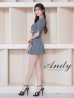 画像3: 【ANDY/アンディ】フロントジップ/ 半袖/ 袖あり/ スクエアネック/ ボタン/ ストレッチ/ フレア/ セットアップ/ ミニドレス/ キャバドレス[OF05]