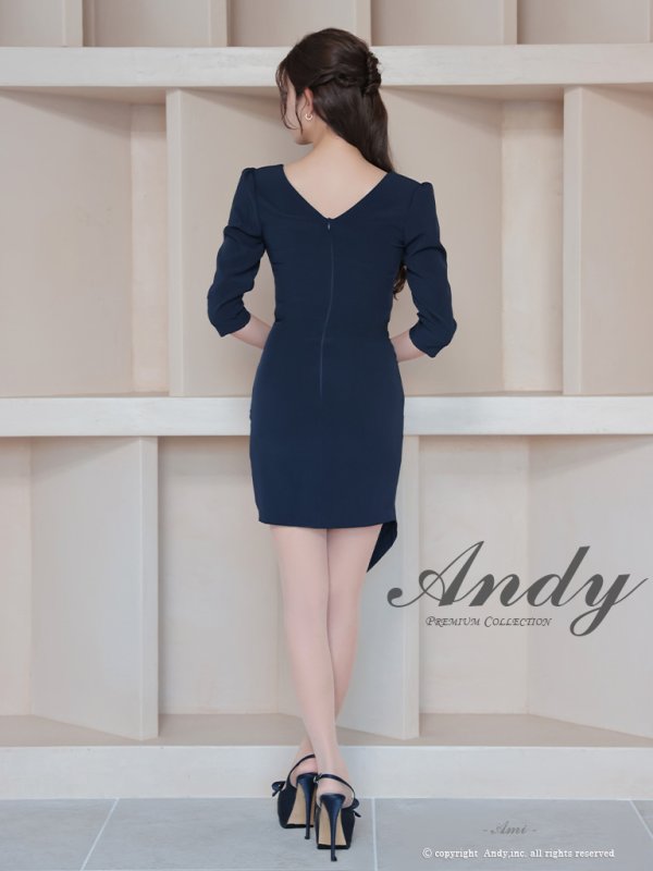画像12: 【ANDY/アンディ】ストレッチ/ 長袖/ 袖あり/ ウエストカット/ アシンメトリー/ ラップスカート/ タイト/ ミニドレス/ キャバドレス[OF05]