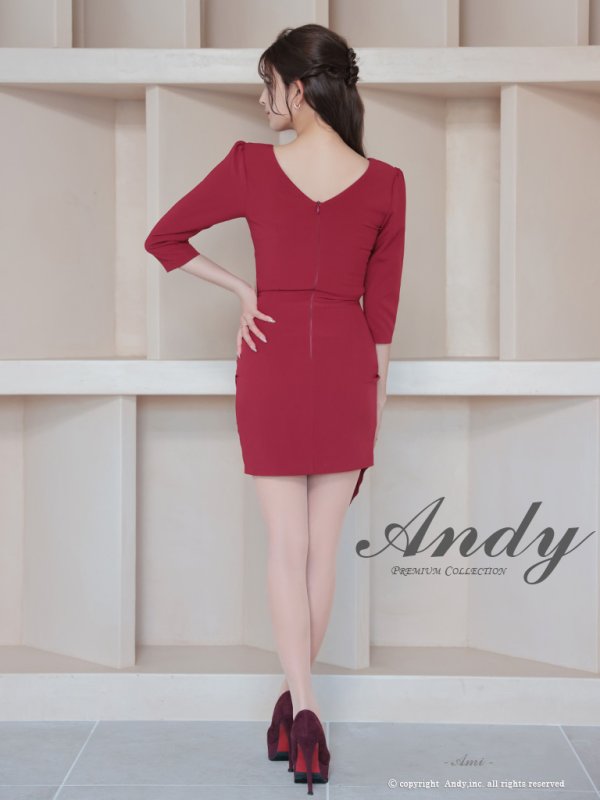 画像20: 【ANDY/アンディ】ストレッチ/ 長袖/ 袖あり/ ウエストカット/ アシンメトリー/ ラップスカート/ タイト/ ミニドレス/ キャバドレス[OF05]