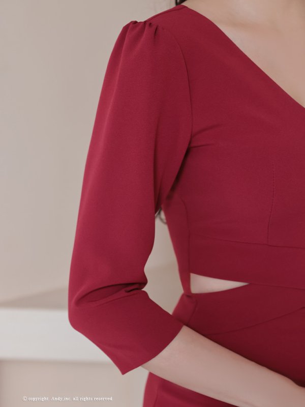 画像22: 【ANDY/アンディ】ストレッチ/ 長袖/ 袖あり/ ウエストカット/ アシンメトリー/ ラップスカート/ タイト/ ミニドレス/ キャバドレス[OF05]