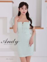 XSサイズあり【ANDY/アンディ】スクエアネック/ バックリボン/ バストジップ/ 半袖/ 袖あり/ シンプル/ タイト/ ミニドレス/ キャバドレス[OF05]