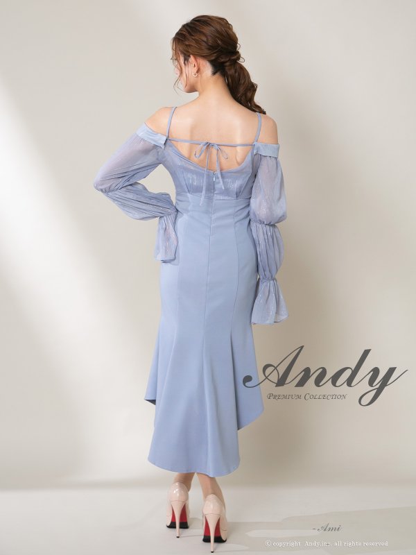 画像21: 【ANDY/アンディ】 オフショルダー/ 長袖/ 袖あり/ バストシアー/ キャミソール/ ミディアムドレス/ キャバドレス[OF05]