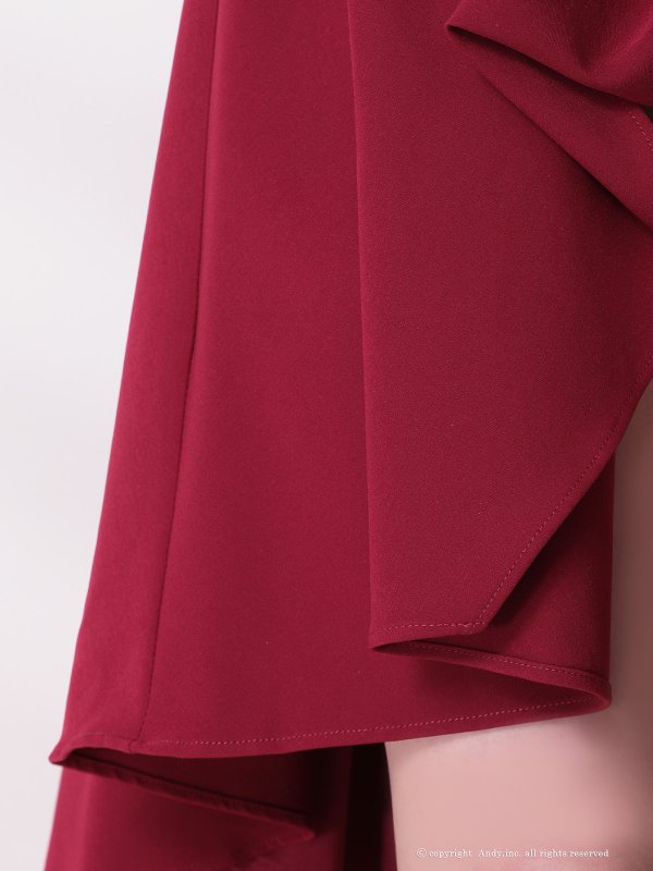 画像23: XSサイズあり【ANDY/アンディ】テールカット/ プチハイネック/ リボン/ ギャザリング/ ノースリーブ/ フレア/ ミディアムドレス/ ワンピース/ キャバドレス[OF05]