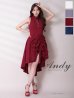 画像16: XSサイズあり【ANDY/アンディ】テールカット/ プチハイネック/ リボン/ ギャザリング/ ノースリーブ/ フレア/ ミディアムドレス/ ワンピース/ キャバドレス[OF05]