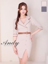 XSサイズあり【ANDY/アンディ】 ジャケット風/ パイピング/ 袖あり/ ハーフスリーブ/ アシンメトリー/ タイト/ ミニドレス/ キャバドレス[OF05]