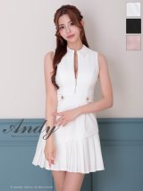 XSサイズあり【ANDY/アンディ】襟付き/ ノースリーブ/ フロントジップ/ プリーツ/ フレア/ ワンピース/ ミニドレス/ キャバドレス[OF05]