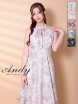 XSサイズあり【ANDY/アンディ】ハイネック/ アメスリ/ クラシカルプリント/ シフォン/ フレア/ ロングドレス/ ワンピース/ キャバドレス[OF05]