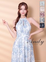 XSサイズあり【ANDY/アンディ】ハイネック/ アメスリ/ クラシカルプリント/ シフォン/ フレア/ ロングドレス/ ワンピース/ キャバドレス[OF05]