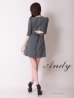 画像4: 【ANDY/アンディ】スクエアネック/ ストライプ/ ボタン/ フロントジップ/ ハーフスリーブ/ 袖あり/ プリーツ/ フレア/ アシンメトリー/ ミニドレス/ キャバドレス[OF05]
