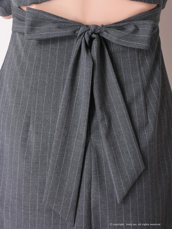 画像8: 【ANDY/アンディ】スクエアネック/ ストライプ/ ボタン/ フロントジップ/ ハーフスリーブ/ 袖あり/ プリーツ/ フレア/ アシンメトリー/ ミニドレス/ キャバドレス[OF05]