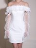 画像6: 【ANDY/アンディ】 ギャザーフリル/ 2way/ 袖付き/ ロングスリーブ/ オフショル/ シアー/ チュール/ タイト/ ミニドレス/ キャバドレス[OF05] (6)
