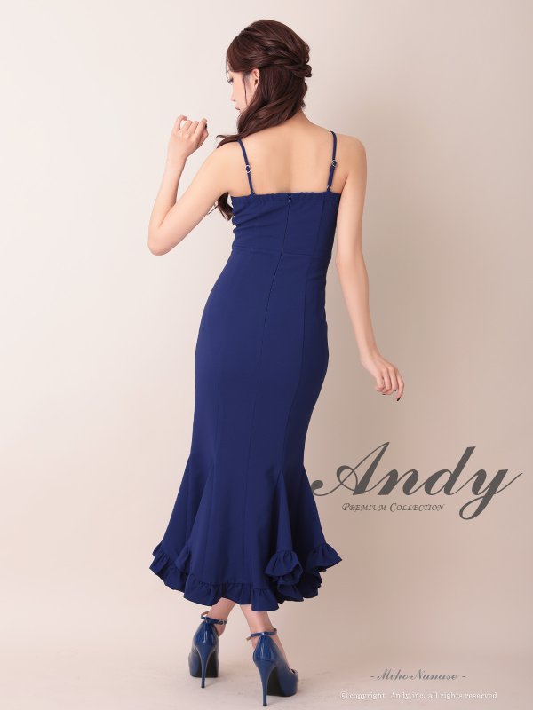 画像14: 【ANDY/アンディ】 シンプル/ ワンカラー/ バストシアー/ キャミソール/ 裾フリル/ スリット/ マーメイド/ ミディアムドレス/ キャバドレス[OF05]