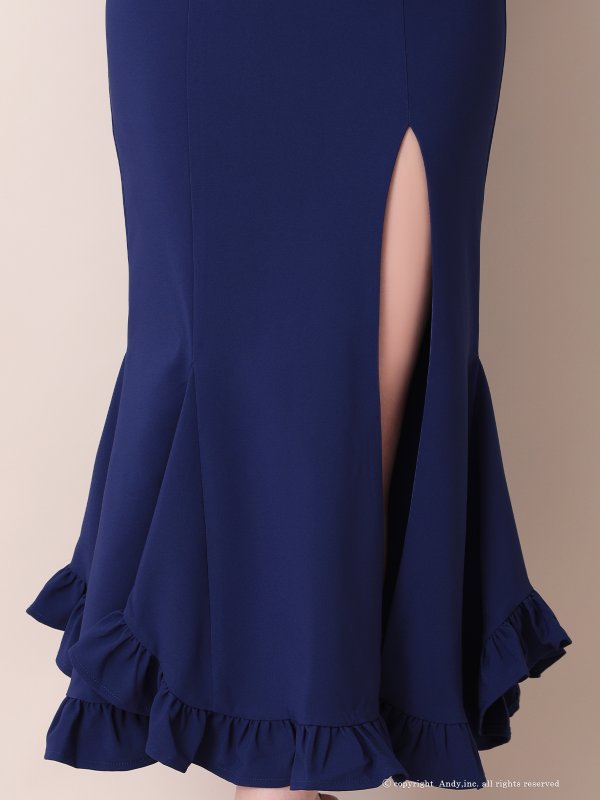 画像16: 【ANDY/アンディ】 シンプル/ ワンカラー/ バストシアー/ キャミソール/ 裾フリル/ スリット/ マーメイド/ ミディアムドレス/ キャバドレス[OF05]